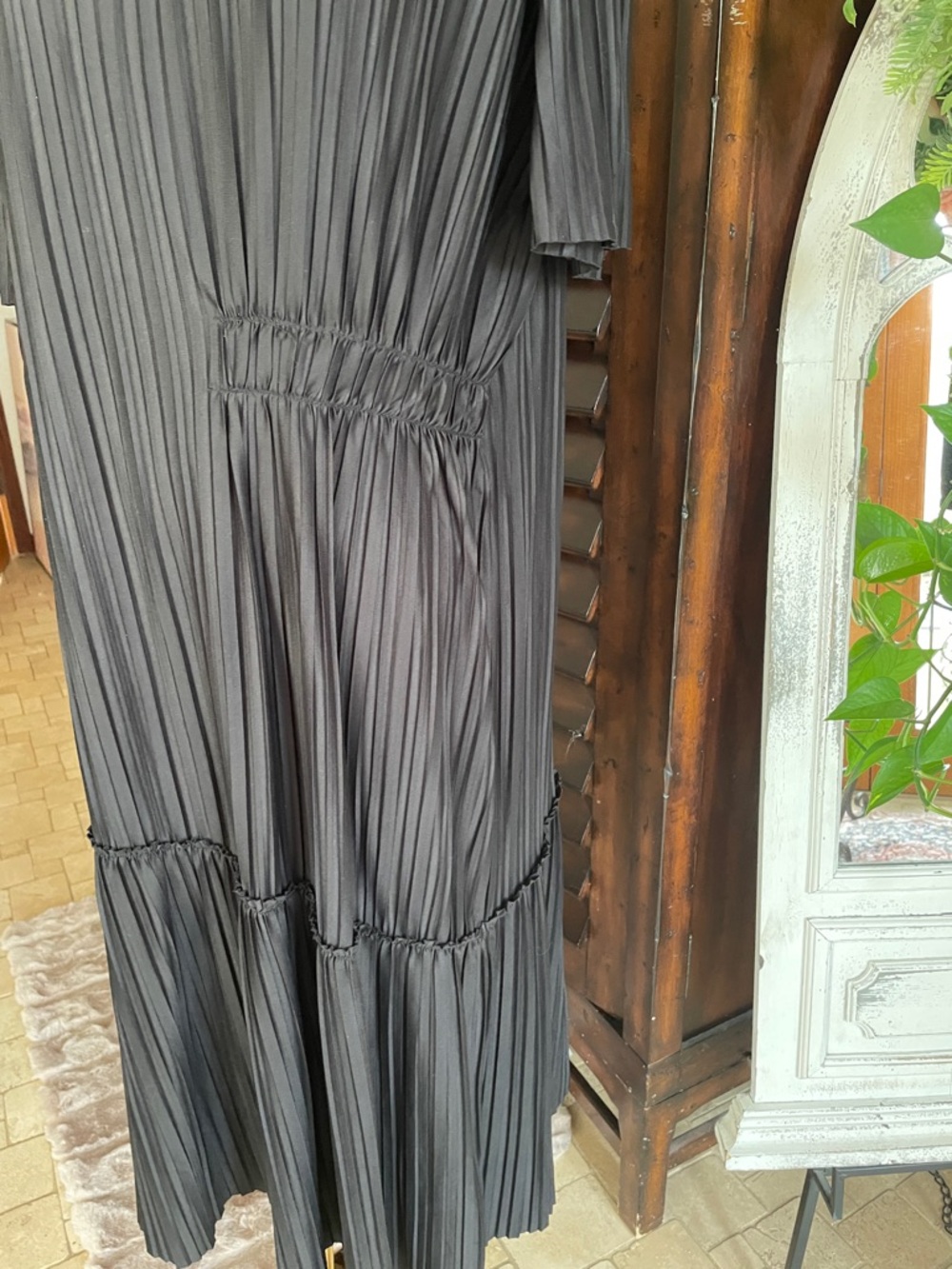 Zara Asymmetrical Pleated Oversized Flapper Gatsby Midi Dress Medium - Picture 7 of 11